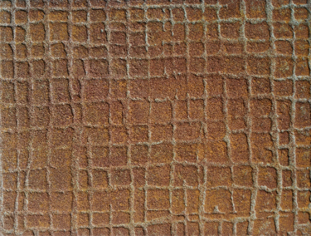 DÉCOR contemporain : détail d'effet de rouille et de damier