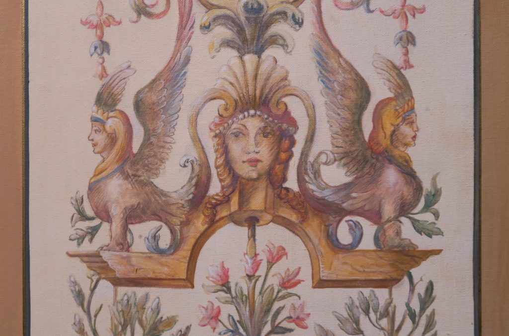 TROMPE L&rsquo;OEIL : décor d&rsquo;après une grotesque du XVIIIe siècle
