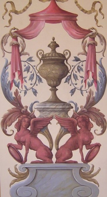 TROMPE l&rsquo;OEIL inspiré d&rsquo;un décor de grotesque du XVIIe siècle